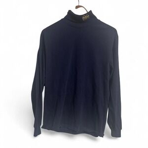 Men's navy blue embroidered Michigan turtle neck by Cross Creek‎ size Large